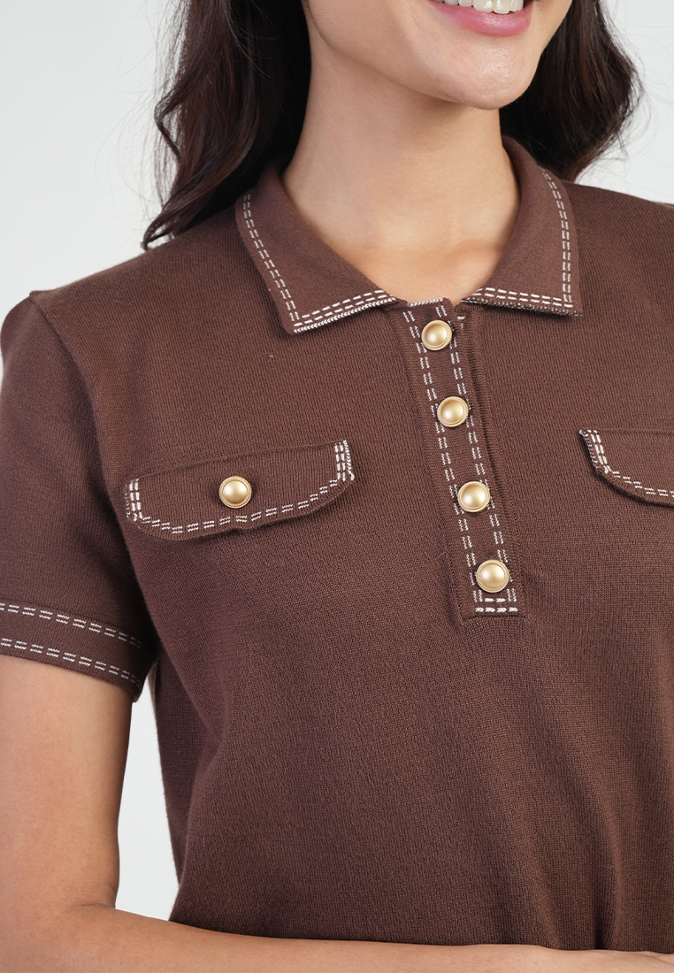 Charmie Contrast-Stitch Utility Top