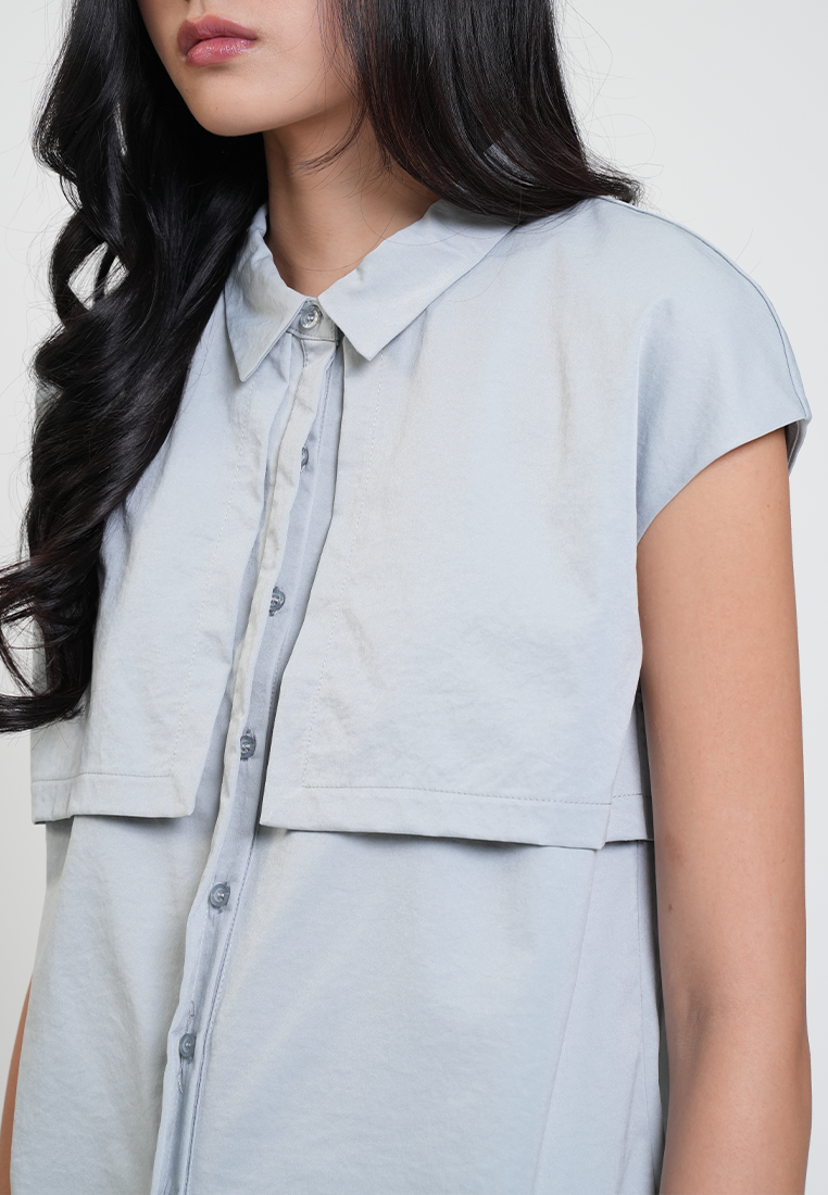 Danielle Cap Sleeve Collared Top