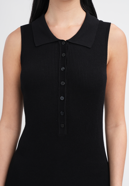 Vivian Collared Sleeveless Midi Sheath Dress