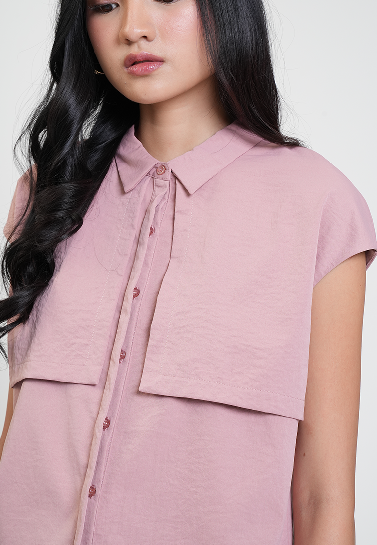 Danielle Cap Sleeve Collared Top