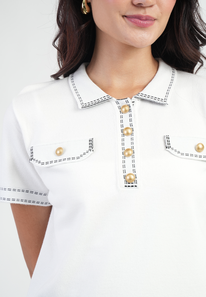 Charmie Contrast-Stitch Utility Top