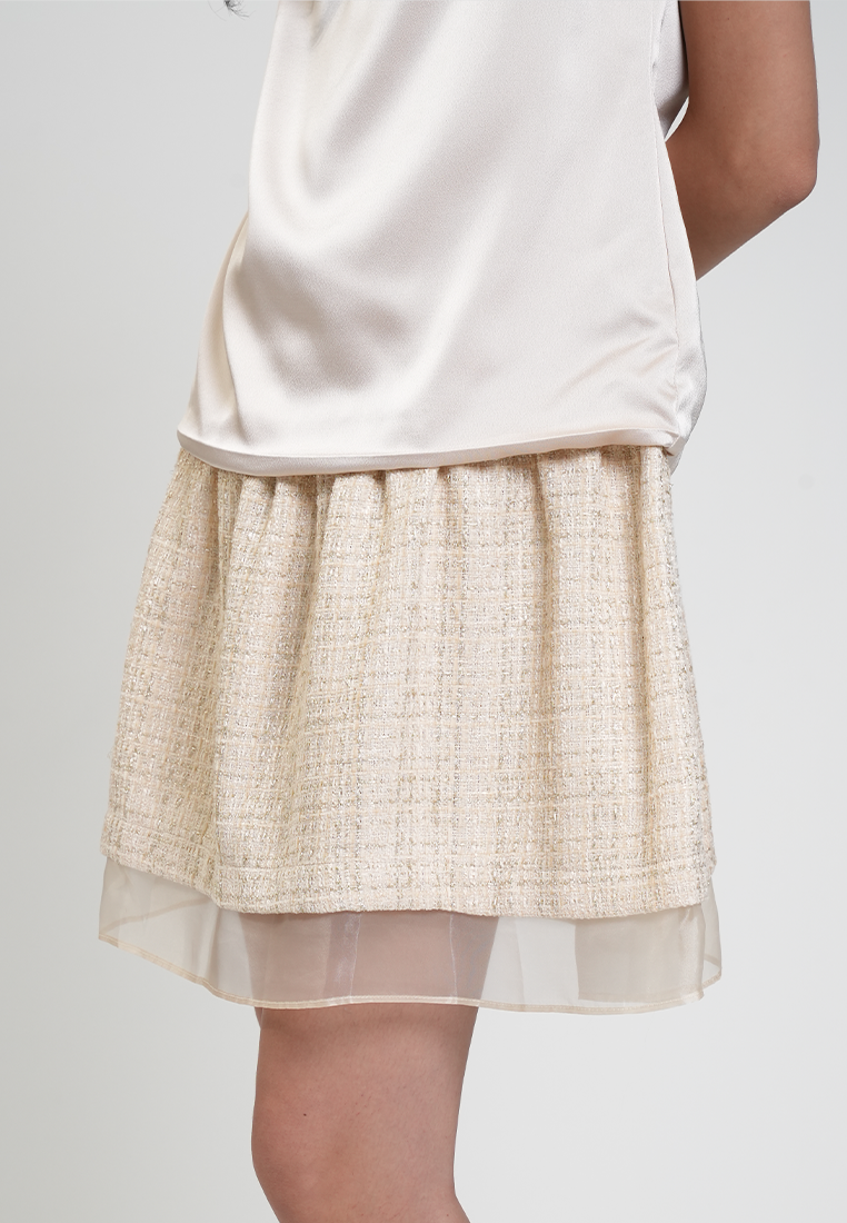 Chastine Cap Sleeve Satin Drop Waist Dress