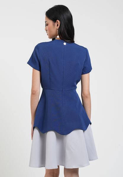 Celeste Round Neck Two-Tone A-line Dress