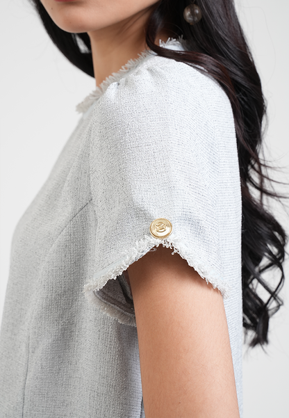 Solene Textured Tweed Shell Cropped Top