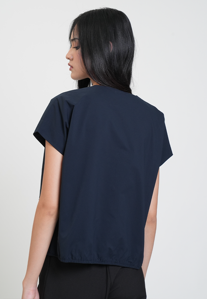 Aleah Cap Sleeve Zip-Up Pocket Detail Top