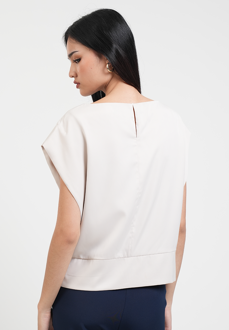 Felicity Bateau Neck Silk-Finish Blouse
