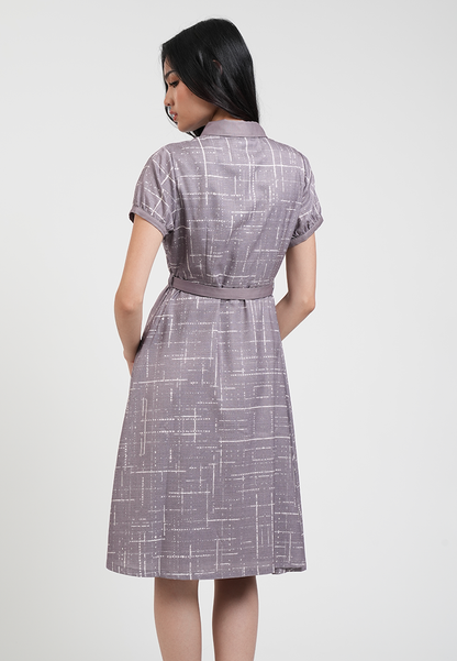 Adele Belted Collared A-Line Dress