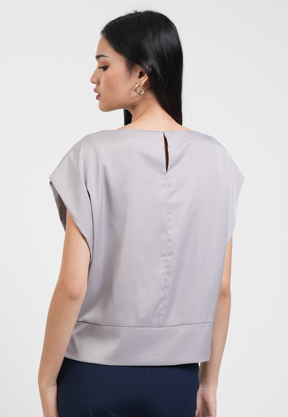 Felicity Bateau Neck Silk-Finish Blouse