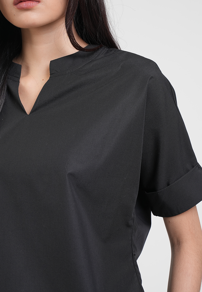 Aivee Notched Neckline Short Sleeve Blouse