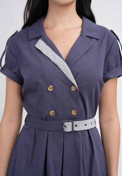 Maxine Button-Down Belted Midi A-Line Dress