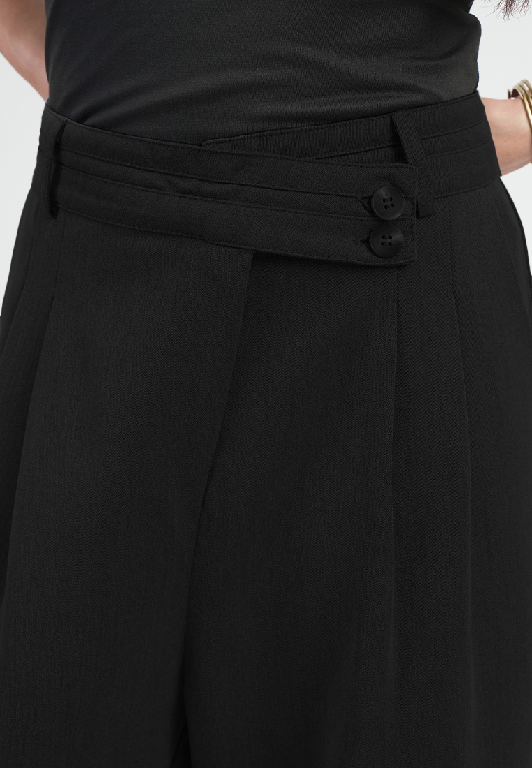 Kira Asymmetric Overlap Wide-Leg Trousers