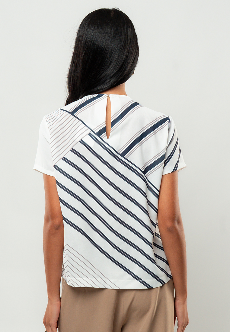 Monika Striped Short Sleeve Blouse