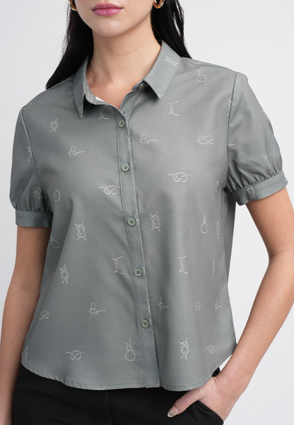 Cady Collared Button-Up Top