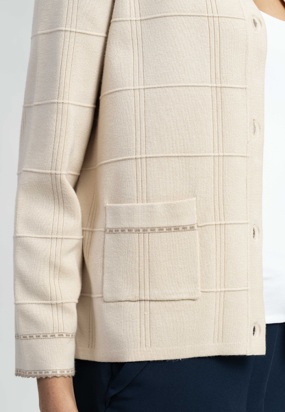 Naya Grid Knit Cardigan with Patch Pockets