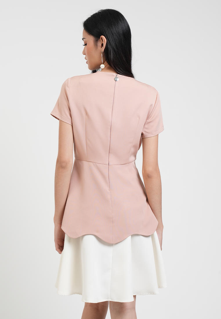 Celeste Round Neck Two-Tone A-line Dress