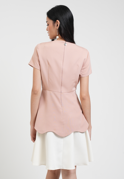 Celeste Round Neck Two-Tone A-line Dress