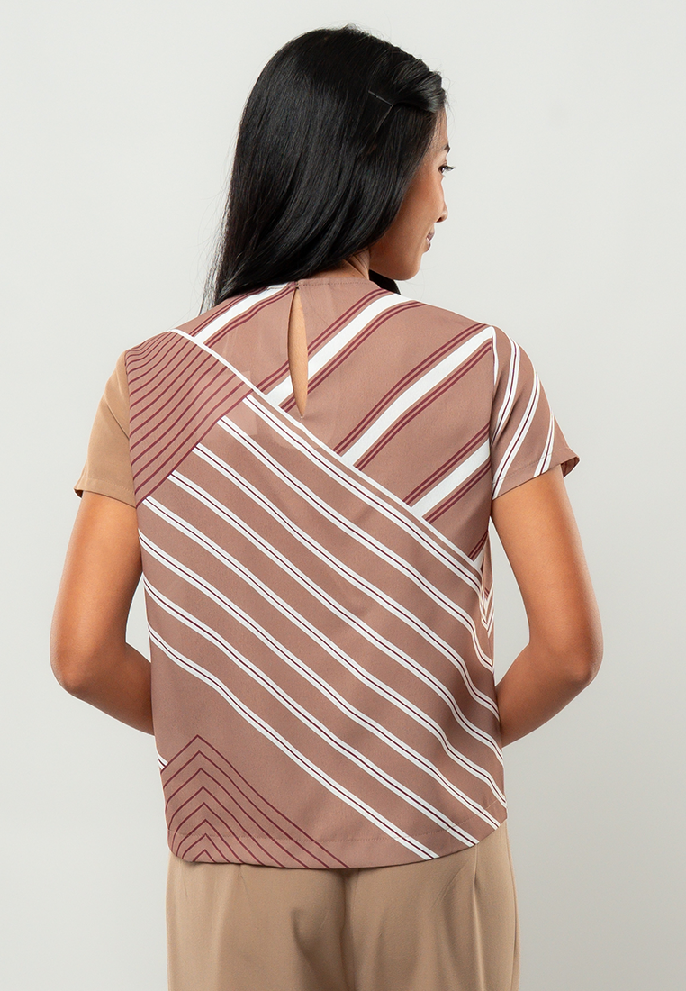 Monika Striped Short Sleeve Blouse