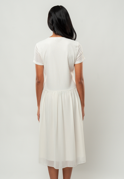 Marielle Textured Dropwaist Midi Dress