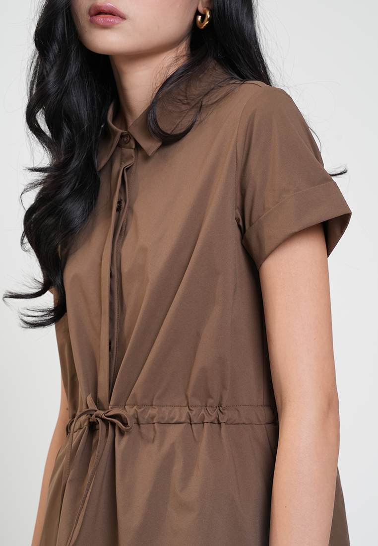Misty Collared Drawstring Bubble Hem Dress