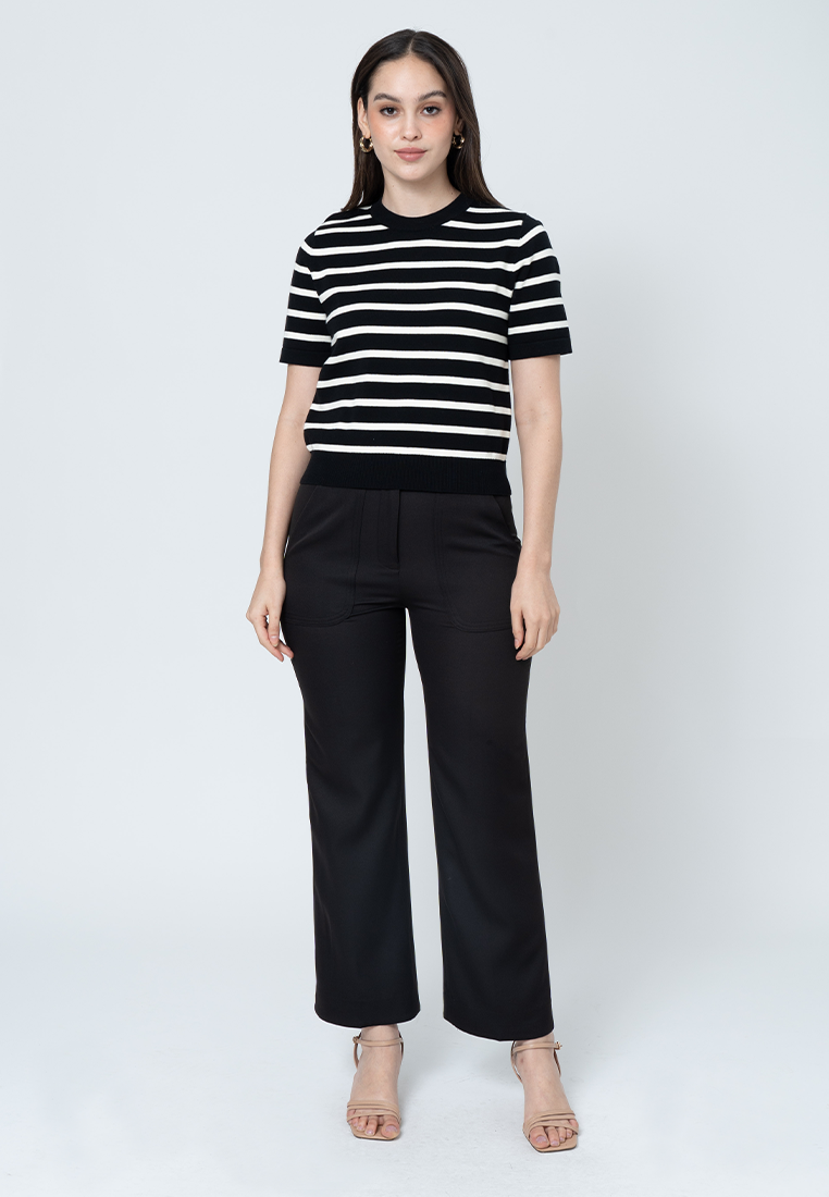 Lindynn Knitted top with Printed Stripes
