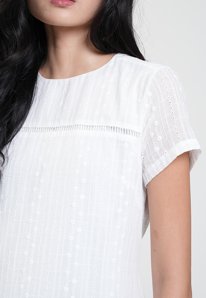Skye Eyelet Pleated Drop Waist Dress
