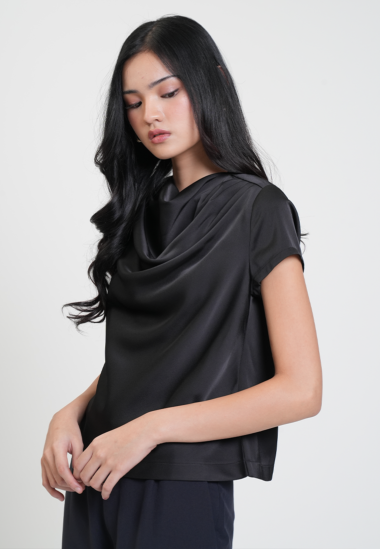 Martina Drape Neck Satin Blouse