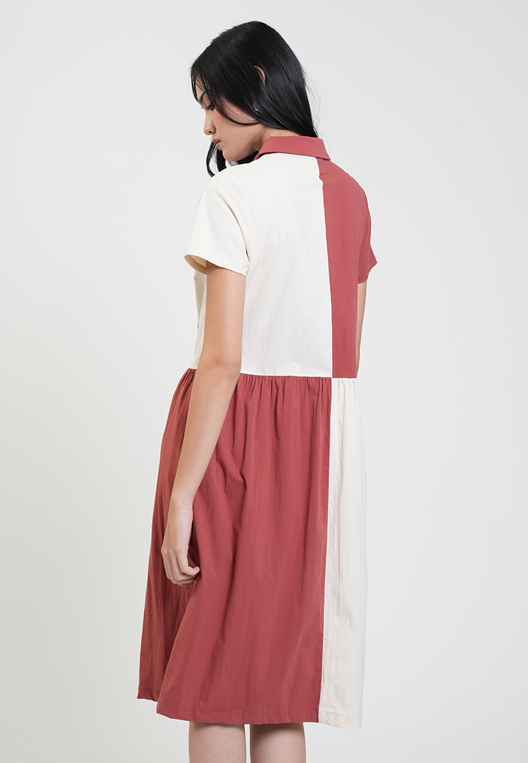 Caitlyn Colorblock Collared A-Line Dress