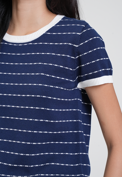 Monica Knit Striped Short Sleeve Top