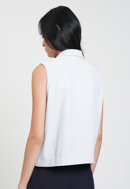 Crizza Sleeveless Notch Lapel Pocket Detail Vest