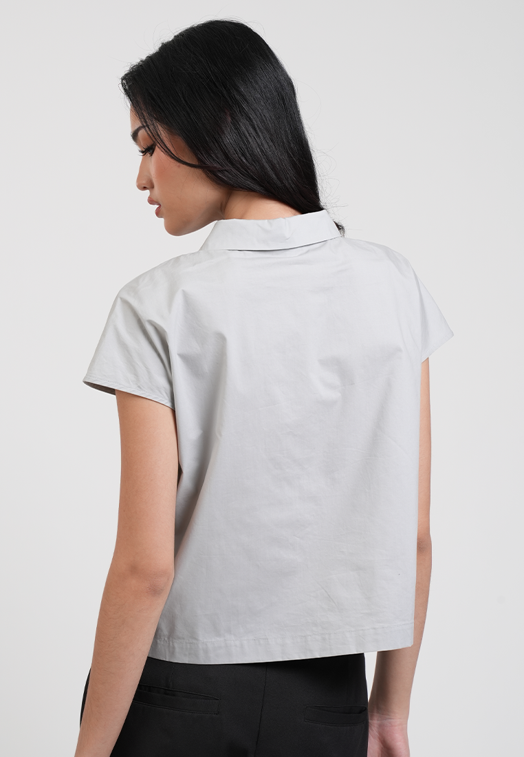 Clio Assymetric Button Detailed Top