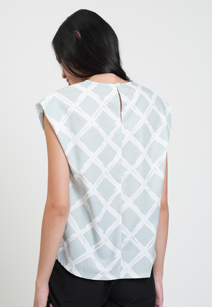 Tonie Cap Sleeves Checkered Blouse