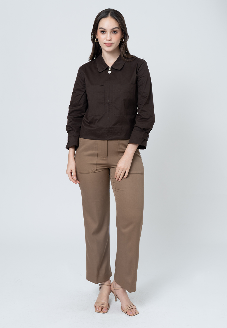 Aislinn Boxy Jacket with Front Pockets and Zip Up Opening