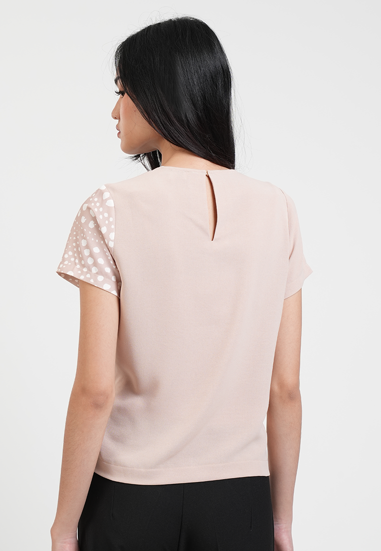 Clairo Assymetrical Wrap Blouse with Dotted Print