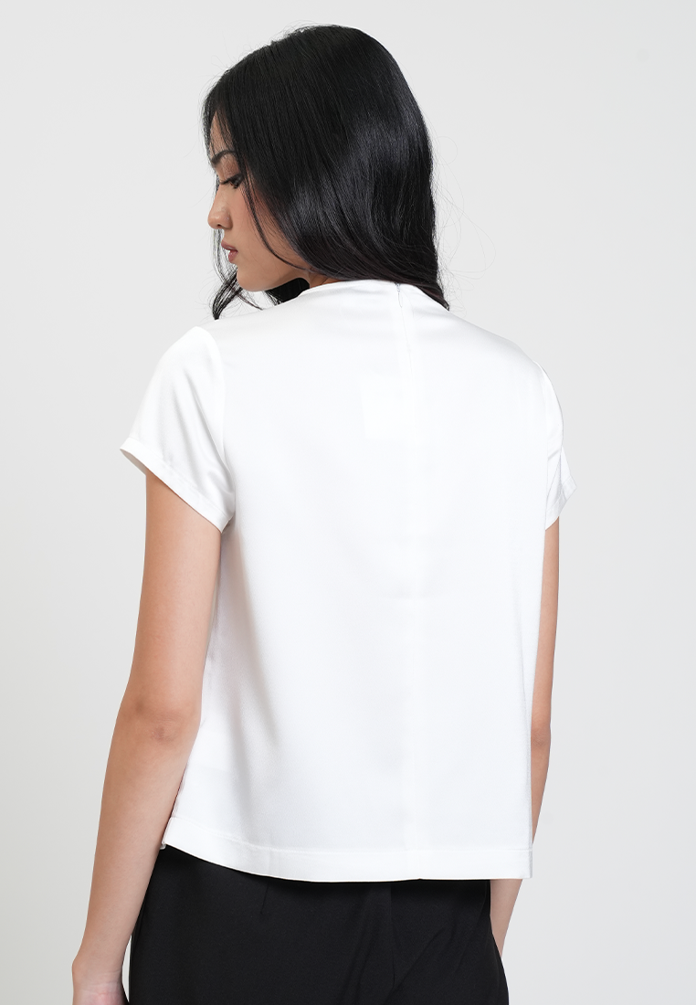 Martina Drape Neck Satin Blouse