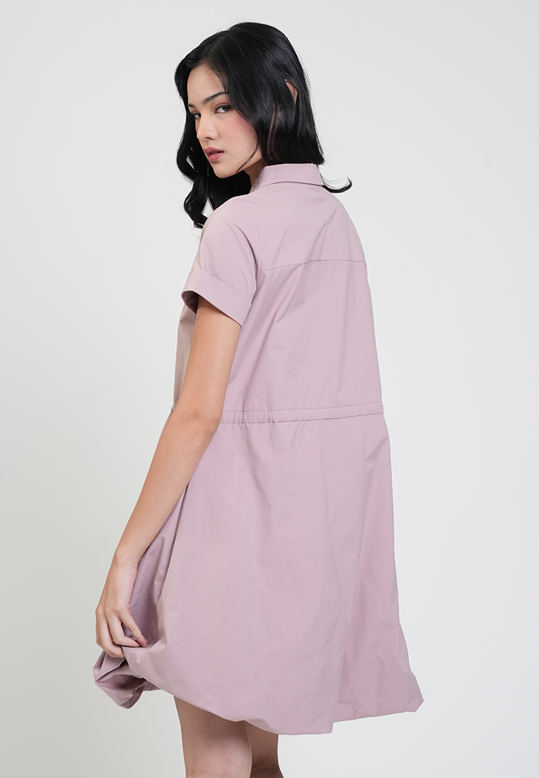 Misty Collared Drawstring Bubble Hem Dress