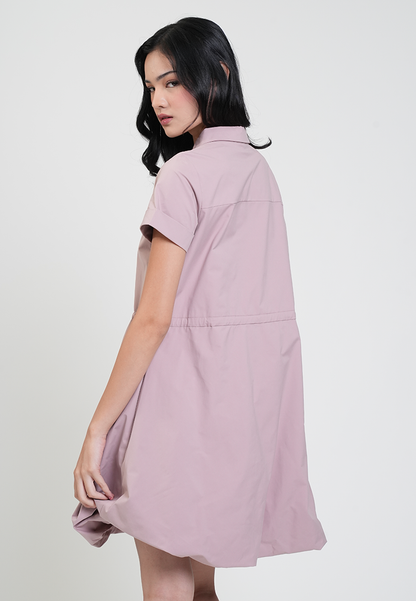 Misty Collared Drawstring Bubble Hem Dress