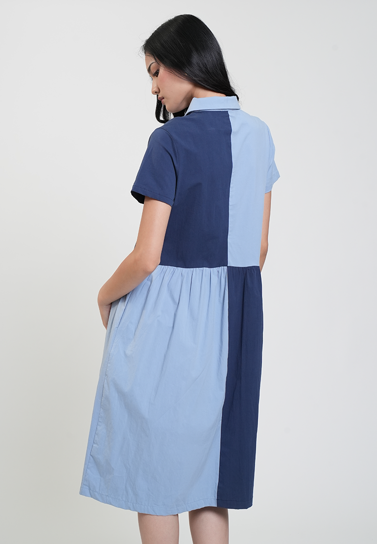 Caitlyn Colorblock Collared A-Line Dress