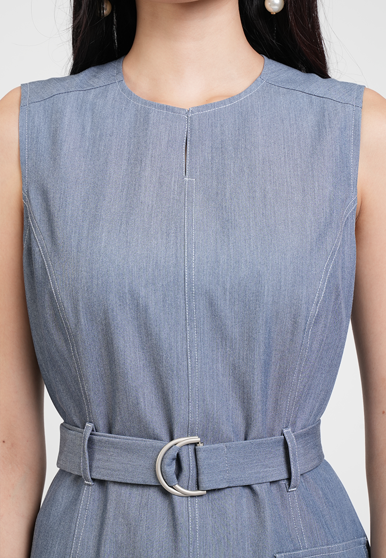 Callista Belted Sleeveless Dress
