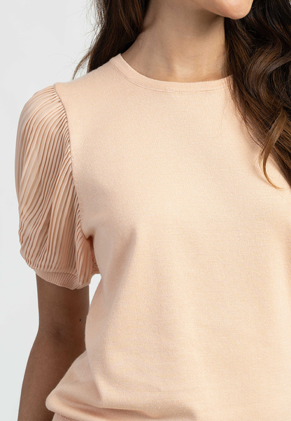 Amber Knit Blouse with Puff Sleeves