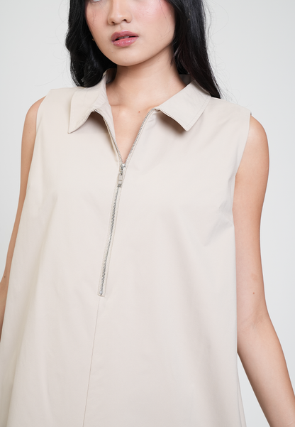Cleo Collared Zipper Sleeveless Shift Dress