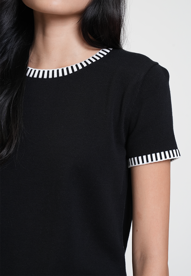 Valeena Stripe Trim Classic Knit