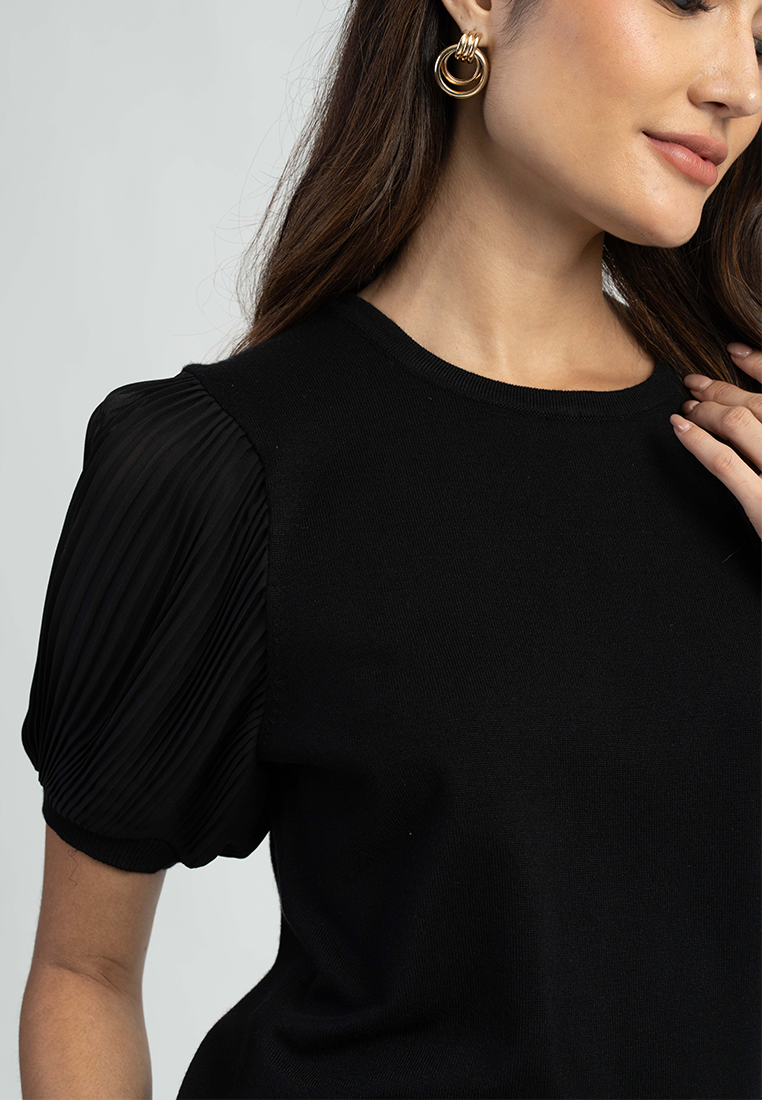 Amber Knit Blouse with Puff Sleeves