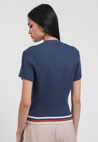 Sheen Quarter-Zip Sporty Knit Top
