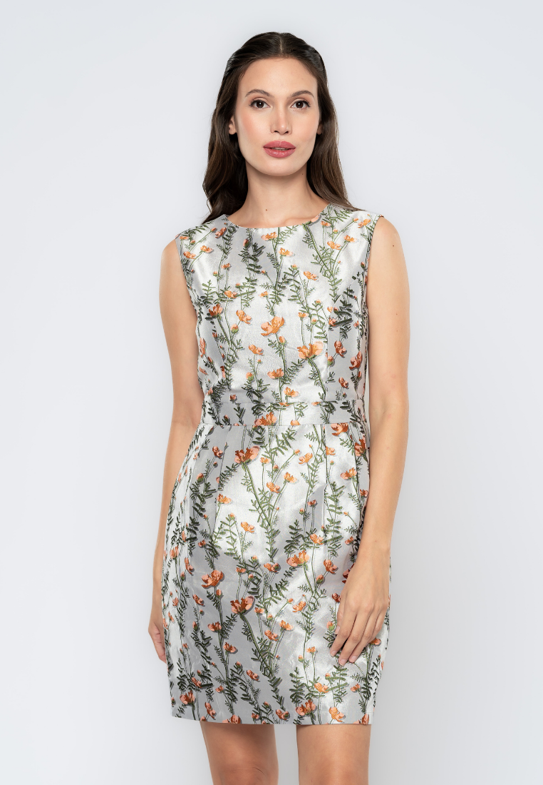 Fleur Floral Jacquard Sheath Dress