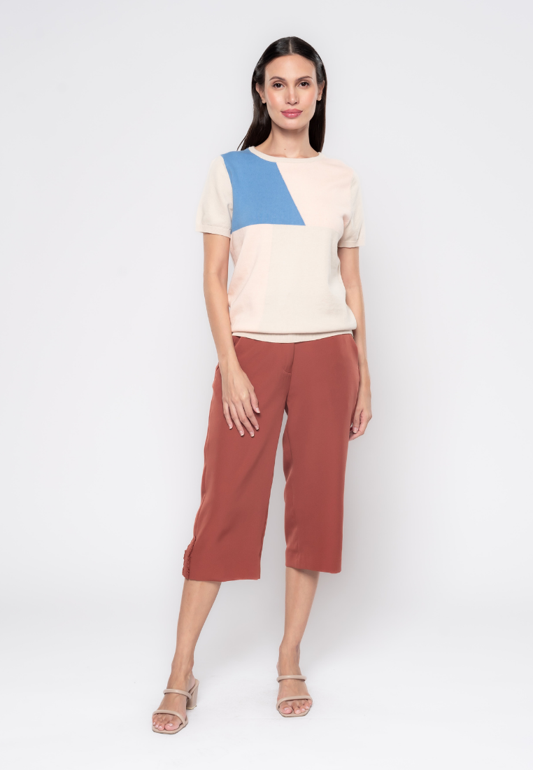 Beatrix Geometric Flat knit Top