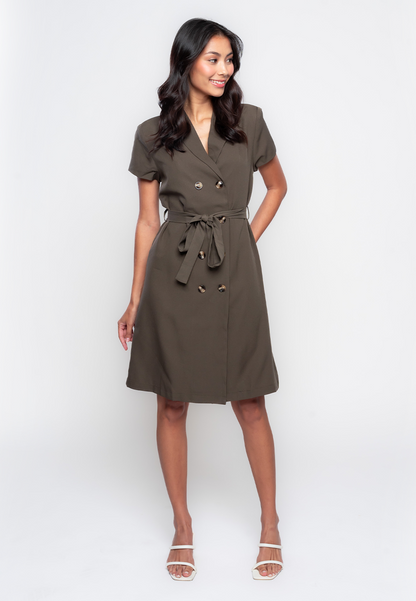 Roma Double Breasted Dress with Self Tie Belt