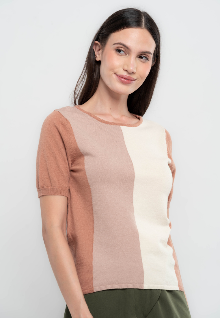 Micah Two Tone Flat knit Top