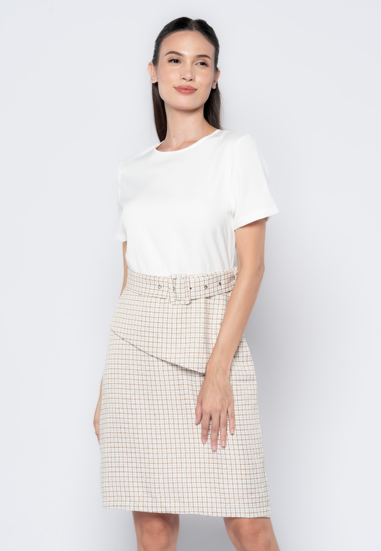 Micro Pattern Pencil Skirt Dress