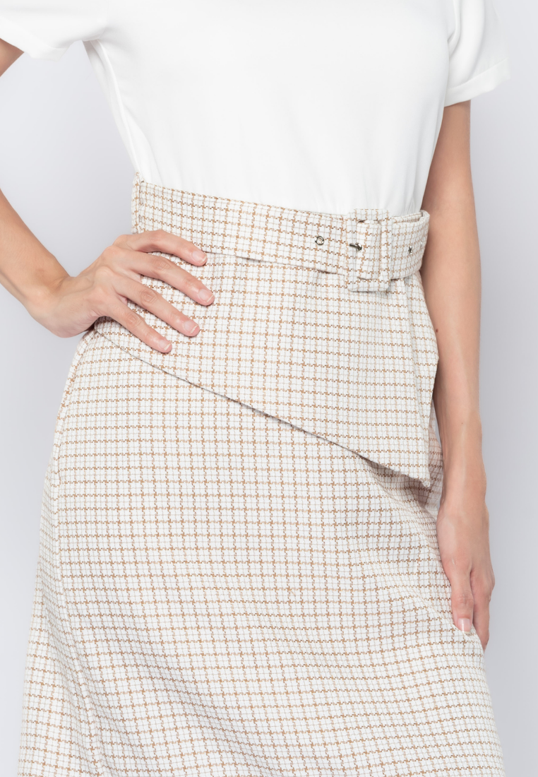 Micro Pattern Pencil Skirt Dress