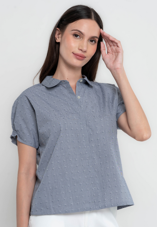 Megan Collared Extended Sleeves Cotton Blouse